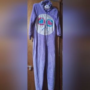 Care Bear Share Lavender Purple Pajama Costume One Pc Zip Hood Size Sm Women's